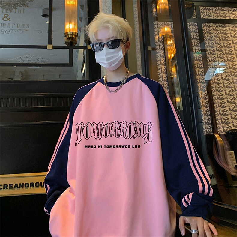 抖音得物供货提供视频秋冬重磅美式宽松织带圆领卫衣0740,男装卫衣,电商A486