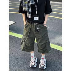 CY0529-P56七分裤短裤男款2025夏季新款美式高街多口袋痞帅阔腿裤，男装牛仔裤，电商C233