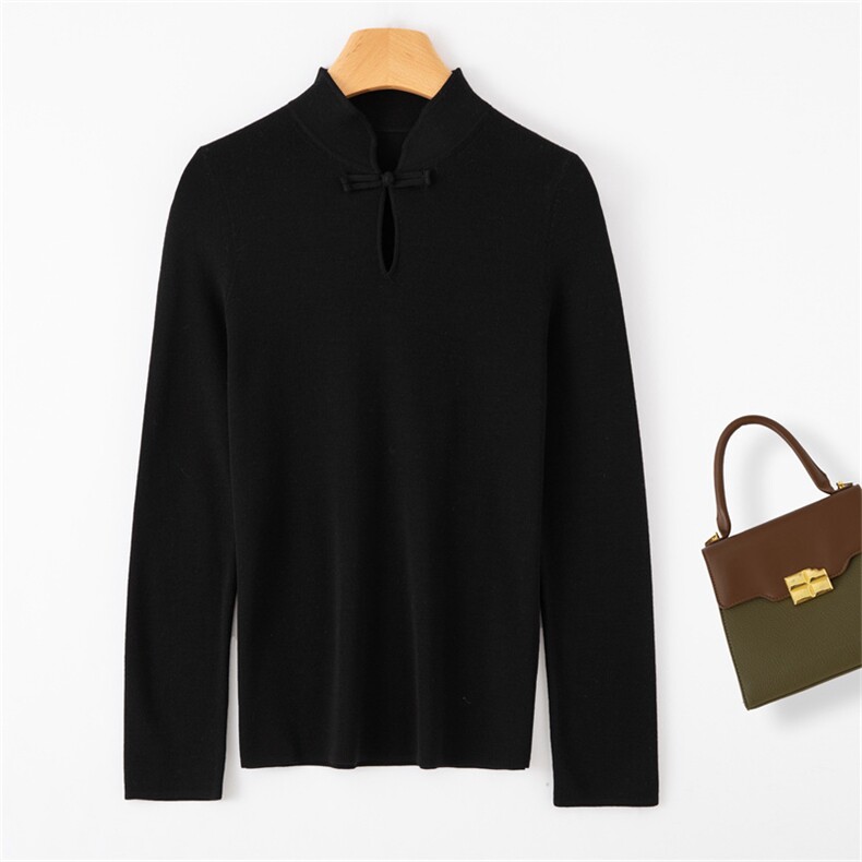 新中式镂空盘扣女士羊毛衫羊毛，女装羊毛衫，润匹羊绒