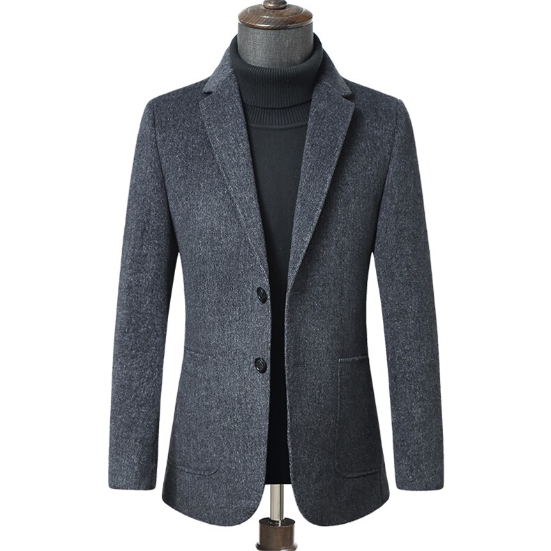 毛呢大衣纯色保暖羊毛西服领商务休闲毛呢外套男装ZELD8283-P390，男装西服，电商B212（原钱塘6029）