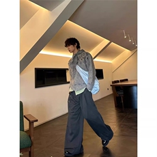 网图冬季古着费尔岛氛围感针织衫灰色开衫毛衣A025-GM19238-P55，男装针织衫/毛衣，电商A025