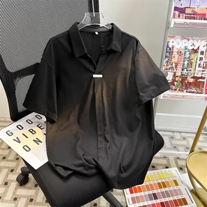 夏男短袖衬衫内扣贴标宽松五分袖衬衣CS177 P35图片