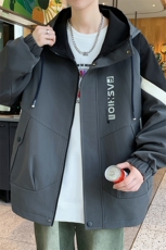 美式开衫秋冬季外套男宽松潮流帅气加绒加厚夹克冬A436-6805-P85，男装夹克，电商A436