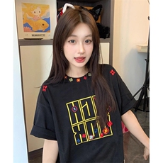 万针全刺绣工艺抖音得物高品质260克重磅纯棉双纱美式高街短袖T恤，男装T恤，电商A486