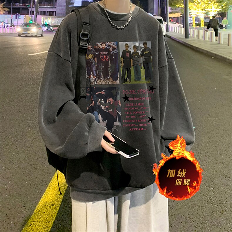 直播品质500克重磅美式做旧水洗卫衣SY1390-常规特P45加绒特P55,男装卫衣,电商A486