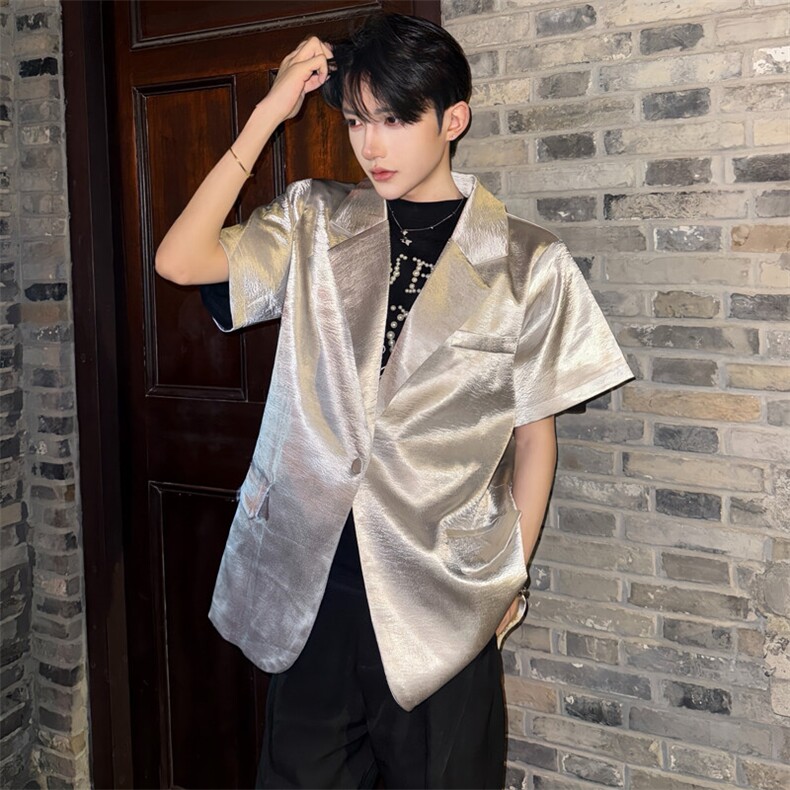 肌理感西装外套夏季新款高级感银灰色小个子西服5087-P85,男装西服,星座910-5