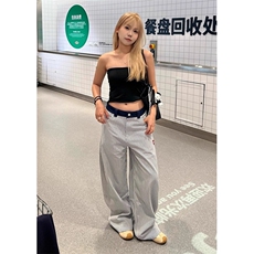 原创爱心刺绣竖条纹休闲裤男女松弛街舞直筒宽松裤子KA163，男装休闲裤，星座1116A（原606A-3）