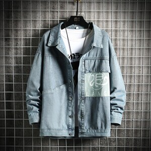 JK631-P75-现货网格牛仔夹克肥仔量足破洞印花大码,男装夹克,星座103A