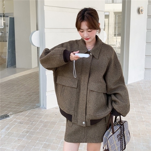 美拉德复古氛围感人字纹毛呢套装2C212-G187-P215-K318图片