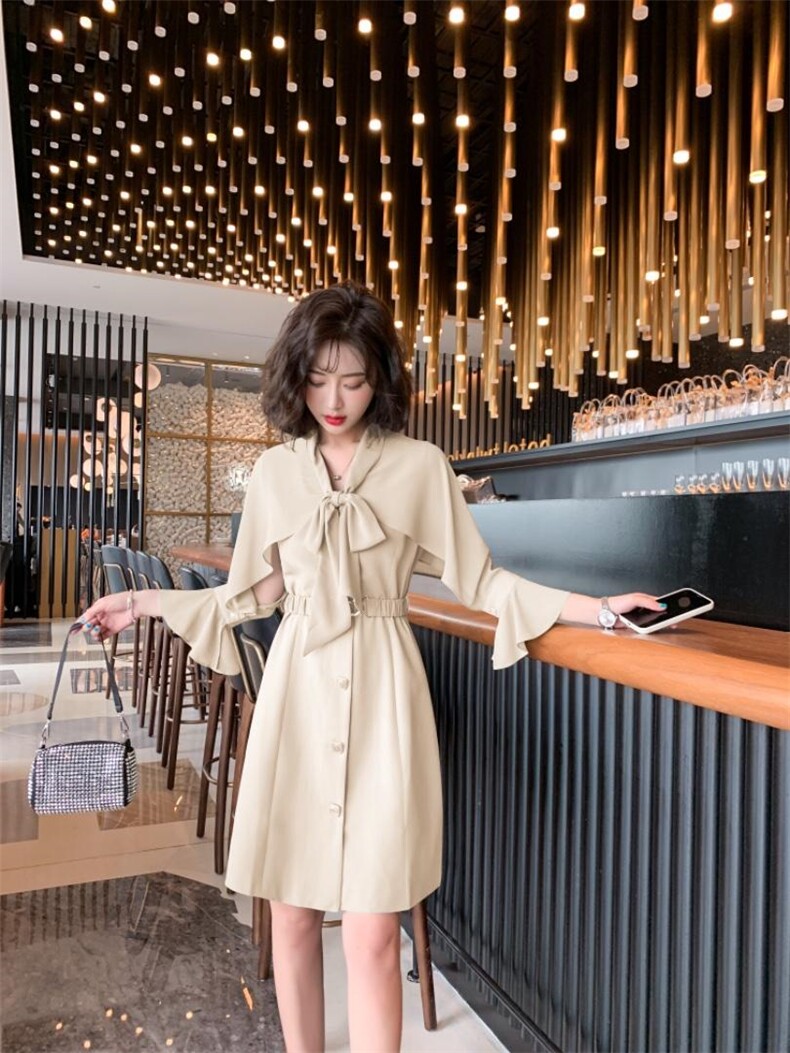 纱袖柔美雪纺连衣裙，女装连衣裙，卡西姆