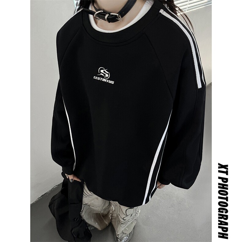 秋装新品美式三条杆织带重磅情侣卫衣外套上衣男女G1090P48,女装短外套,电商A339