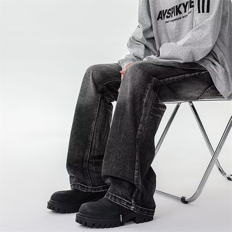 美式牛仔裤男韩版潮流高街百搭渐变色2024冬季ins长裤RK2292-P47，男装牛仔裤，星座412-2