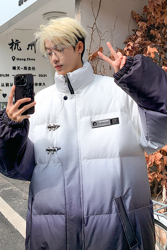 XZ230-1MY51冬港风宽松简约扎染渐变休闲立领机车面包服P128控158,男装棉衣,星座230-1