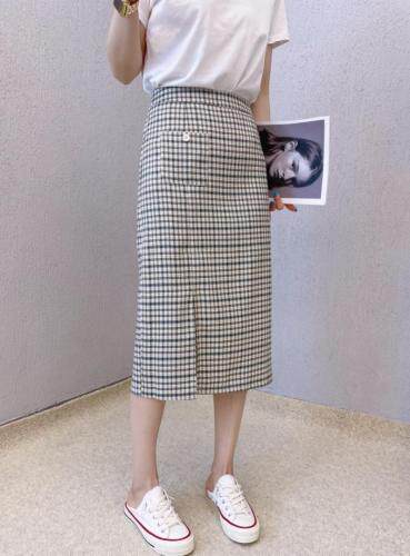 春款格子半身裙，女装半身裙，变色鸟(4F)