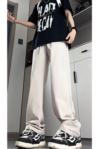 休闲裤男夏薄款宽松慵懒亚麻裤直筒运动裤大码冰丝棉麻裤KZ043P55图片