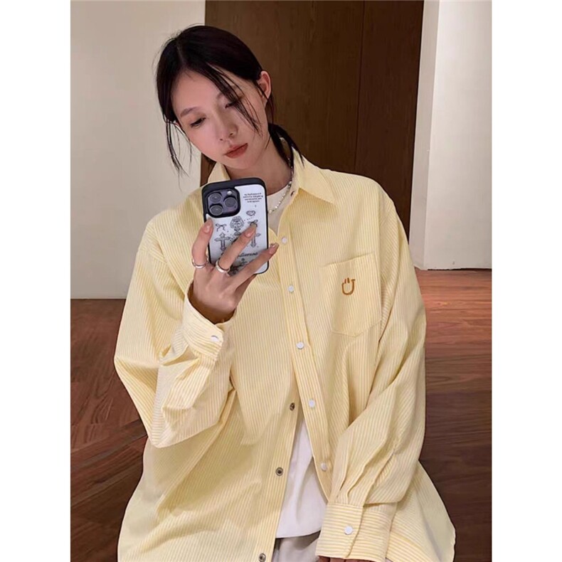 条纹衬衫女2025年开春新款上衣韩系别致长袖衬衣外套,男装衬衫,星座506A