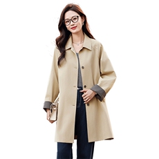 韩版气质风衣女2025春秋新款高级感时尚宽松中长款休闲百搭大衣，女装风衣，靓衣阁