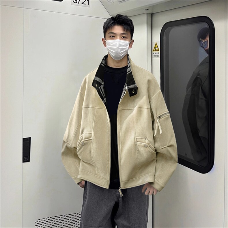 得物二开美式高街复古立领夹克休闲百搭情侣痞帅外套JK1207-P88,男装夹克,星座1103-3