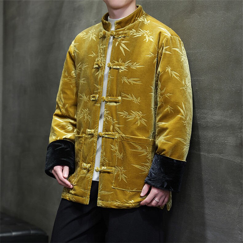25新中式丝绒竹叶压花高级感大码现货棉服MY9913-P130控189,男装棉衣,电商A021