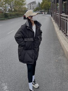 韩版中长款羽绒服图片