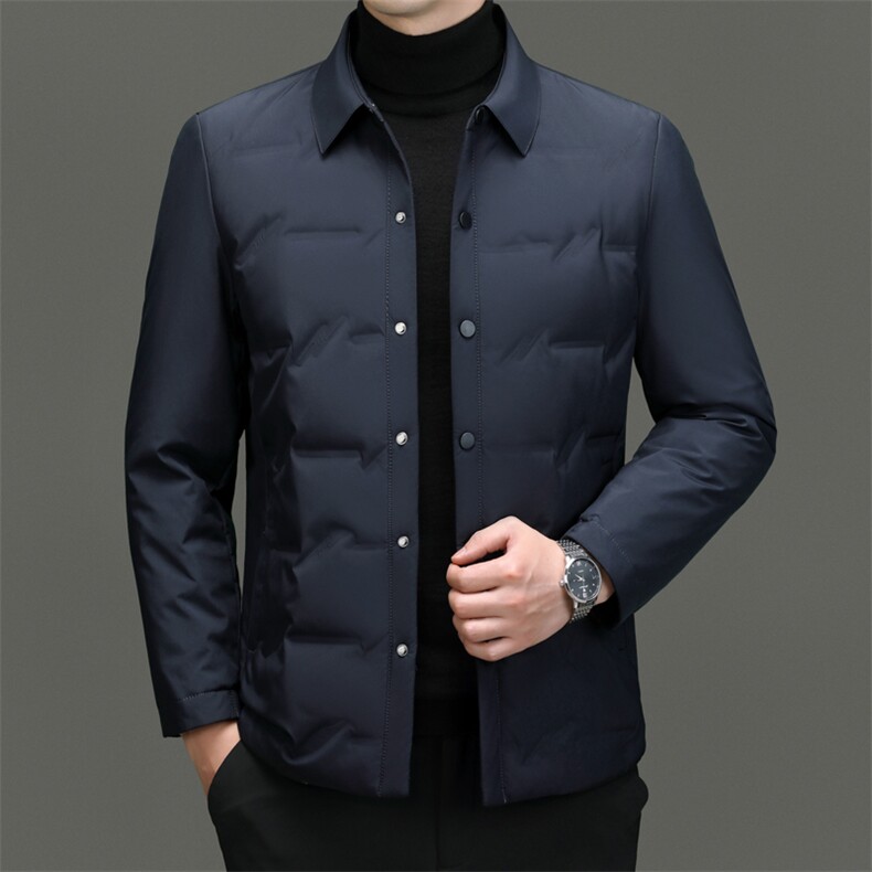 男士羽绒服短款翻领羽绒衣中年2024年新款冬装轻薄外套休闲夹克男图片