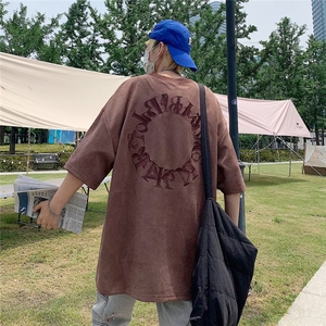 夏季潮牌男士t恤刺绣麂皮绒短袖GT18P30