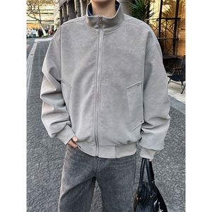 春季抖音得物品质扎染PU皮衣立领雾面皮夹克外套男6158-TP43图片
