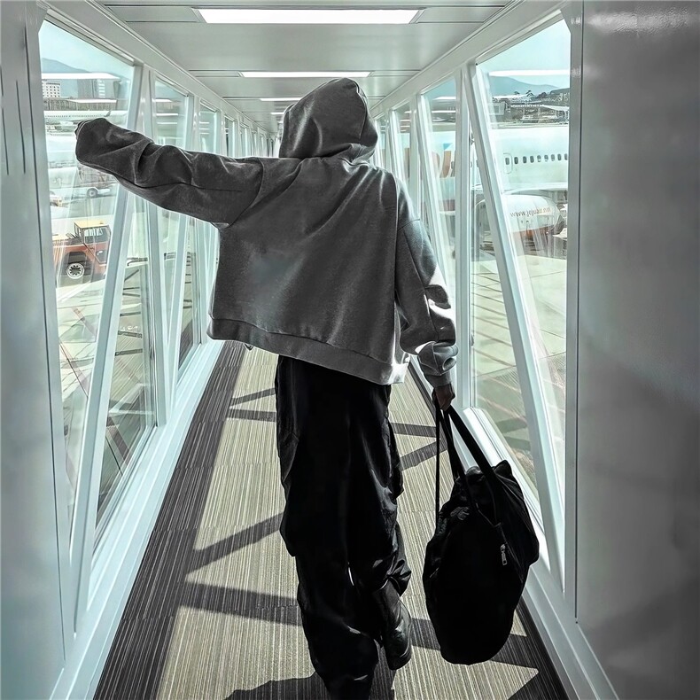 网络图现货卫衣宽松立领长袖外套短款网红灰色RF34-P70，女装短外套，星座1005-6