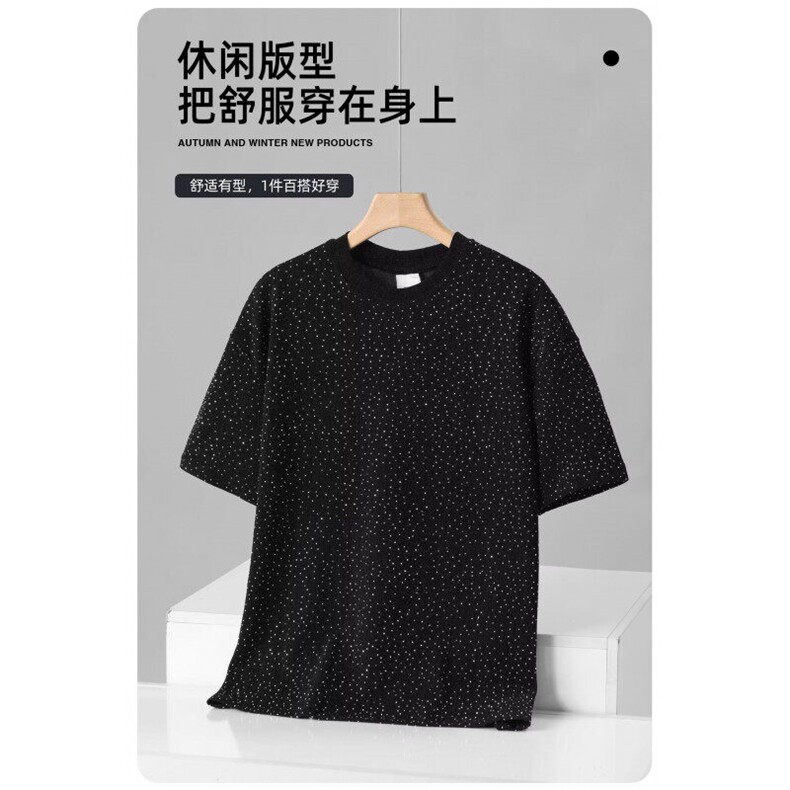 M436-P35短袖t恤男潮牌夏季宽松五分袖2025年红潮流ins,男装T恤,星座617A-1（原B318A）