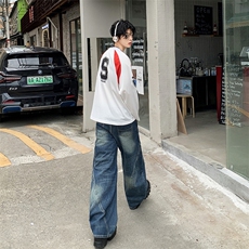 2025年牛仔裤男女慵懒简约气质流行日系文艺百搭时尚新款潮流原宿，男装牛仔裤，星座1210-1