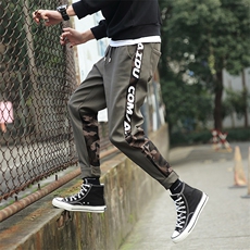 20秋装新款迷彩撞色工装裤潮宽松大码休闲裤-K819-P55迷+5，男装休闲裤，电商A009A（原A058A）