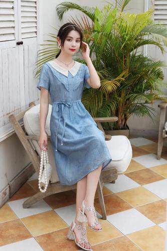 夏季新款天丝刺绣外套连衣裙，女装连衣裙，红利秀雅