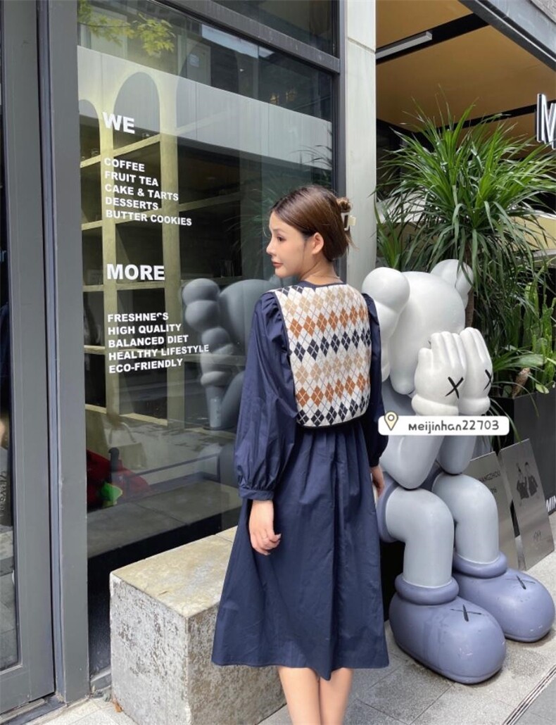秋季马甲两件套连衣裙，女装马甲，美巾涵