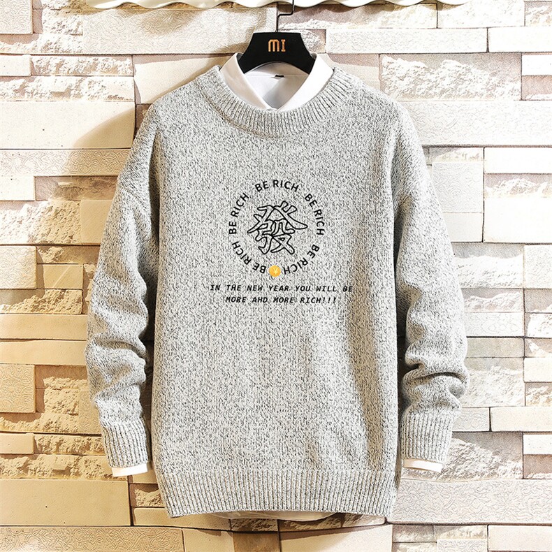 M19163-P45 加绒款-P65 加厚加绒毛衣男大码毛线衣男针织衫 砖墙图片