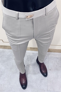 春季西裤男修身直筒高级感商务休闲裤男士裤长裤6160九分616—P55图片