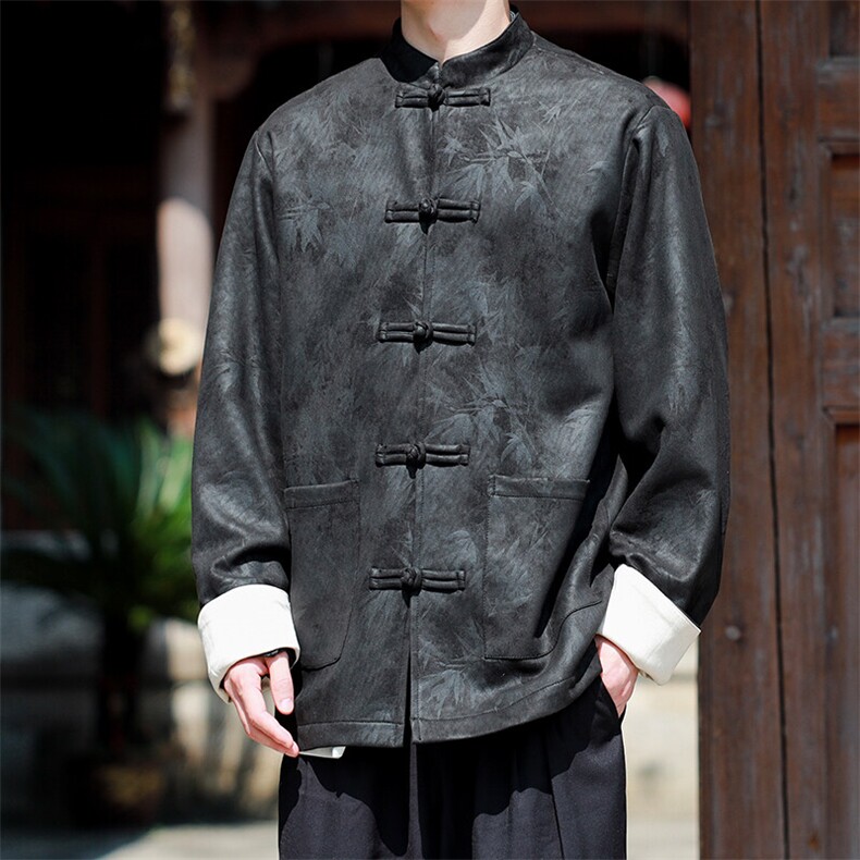现货春款2025新中式大码麂皮夹克外套男士外套JK1818-P110控188,男装夹克,电商A021