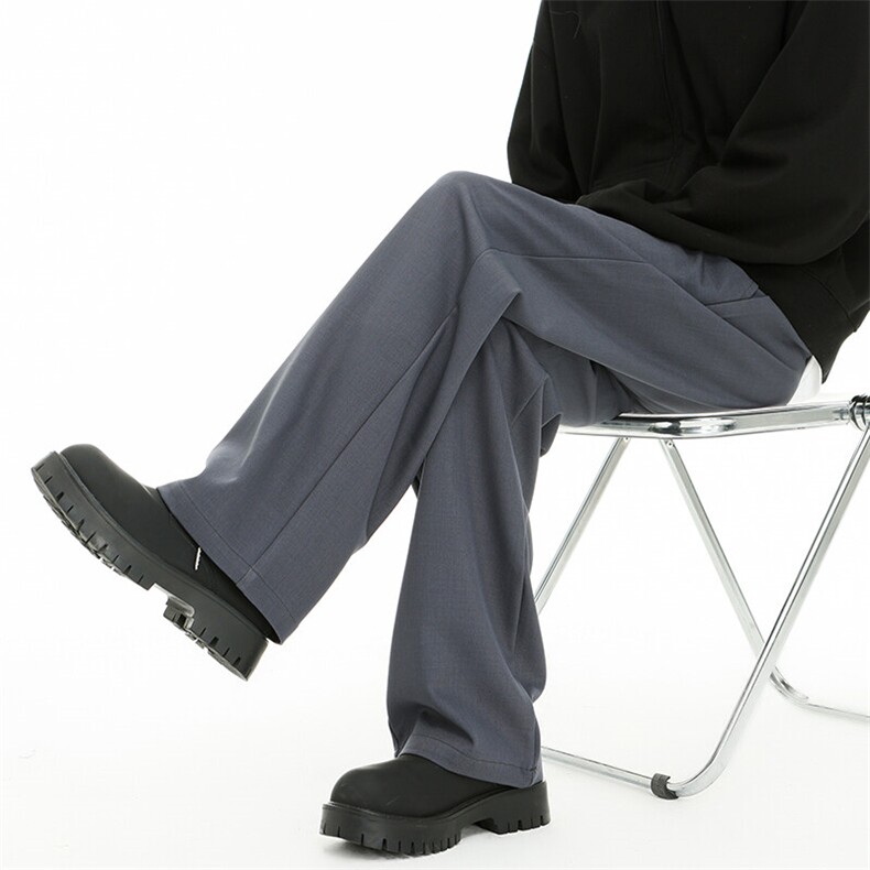 春季直筒垂感休闲裤男阔腿潮流百搭宽松西裤拖地长裤子KZ028P55，男装休闲裤，电商B312