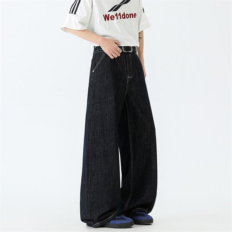225-2-K12-特P50 S-XXL 黑色牛仔裤 新款现货 模特图 4图片