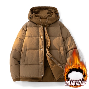 日系复古假两件连帽棉衣男冬季宽松情侣冬季棉服M0829-P103图片