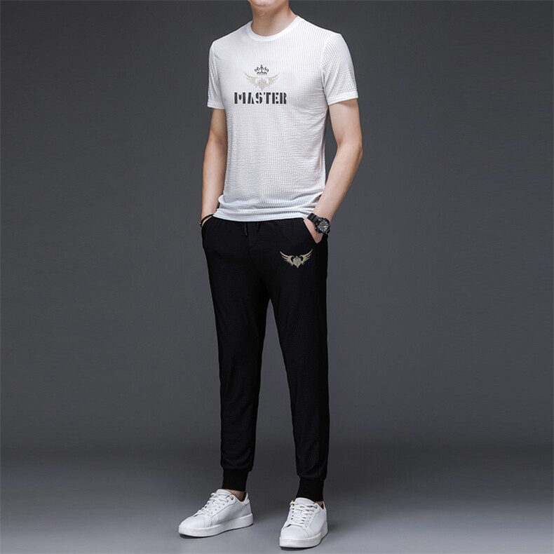 JG2010男士2023年春夏季新款运动套装短袖长裤T恤卫裤二件套P110,男装休闲套装,电商B360