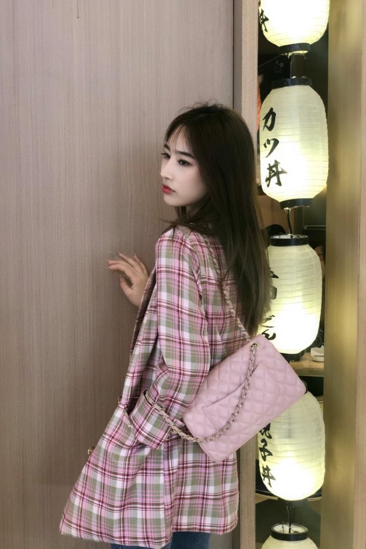 SGH2103春季新款格子款青春靓丽百搭简约西装外套,女装西装,L·H·X