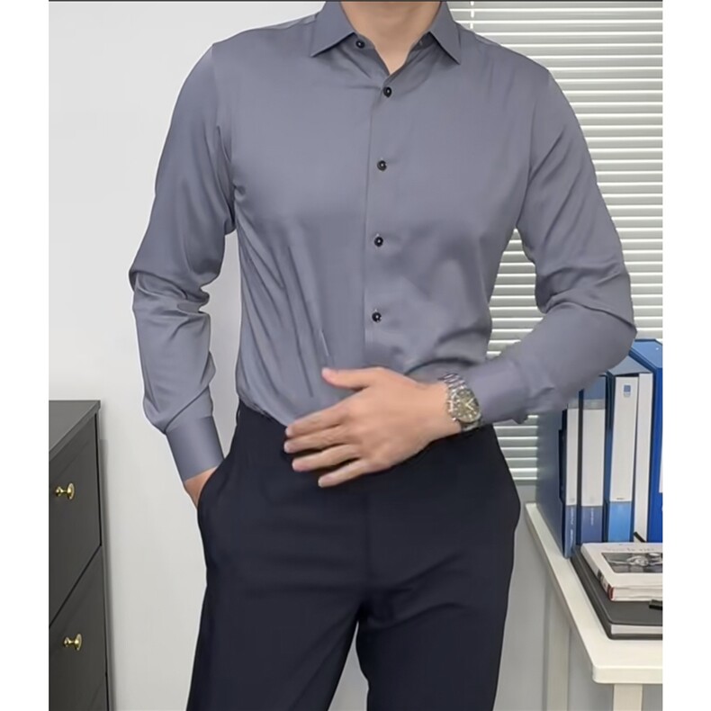 GS5409P50现货竹纤维轻奢男士长袖衬衫易打理商务风白色衬衣,男装衬衫,星座1108-5