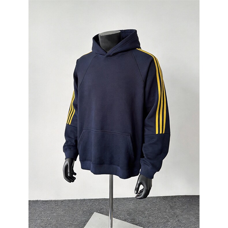 春装新款高品质男女美式高街结构全棉纯色宽松织带连帽卫衣CM23,男装卫衣,电商A486