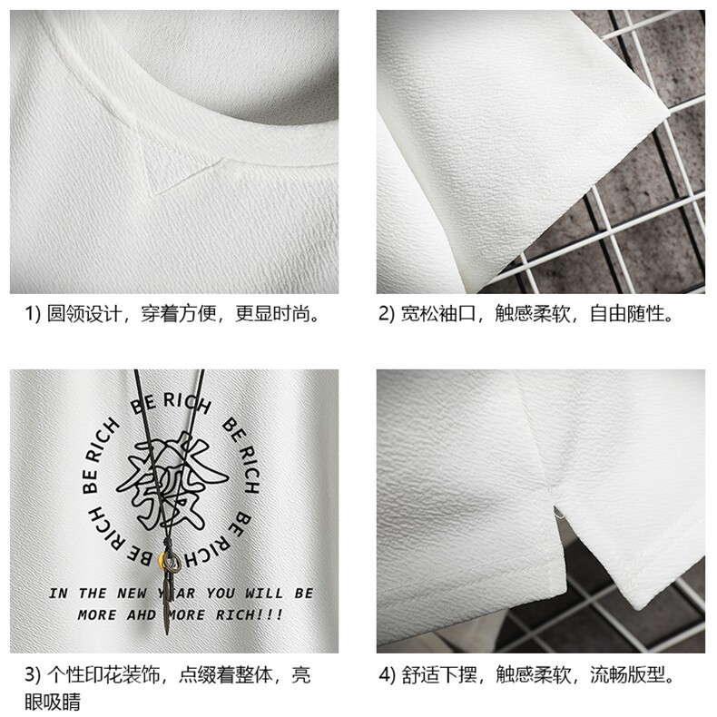 Q11163-P30春夏季七分袖t恤男大码五分袖男短袖中袖网格挂拍,男装T恤,电商A040A