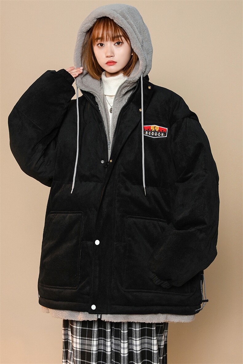 冬季中性风假两件棉衣外套加绒加厚个性棉服男女8117-P140控价188,男装棉衣,电商A441-1