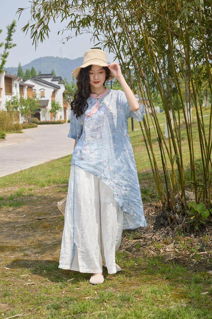 花色苎麻裙，女装，线象