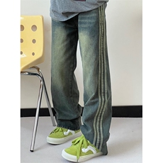 【有货】三条杠牛仔裤美式oversize裤子高街直筒阔腿K901LL-特45，男装牛仔裤，星座1007（原301D）