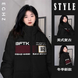 美式时尚棉衣棉服男女冬新款宽松加厚立领棉袄面包服TT295 P70图片