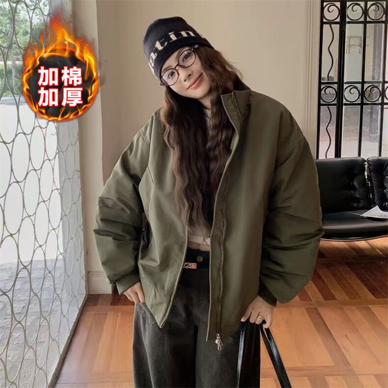 美式bomber飞行棉服外套男女款冬季加厚保暖棉衣宽松短款立领夹克，男装夹克，电商A001