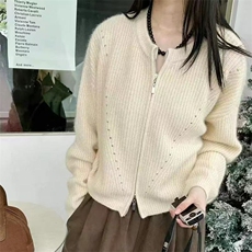 2025年秋季常规款开衫单件长袖时尚百搭通勤，女装针织衫/毛衣，半城羊绒